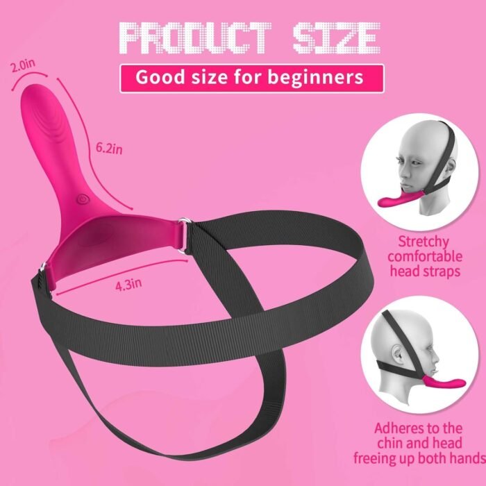 Strap-On Face Chin Harness Vibrator Dildo, Wearable Head-Mounted Dildo Strap with 10 Vibrating Modes for G-Spot and Anal Stimulation, Head Oral and Solo Play, Adult Couples Funny Sex Toys - Image 6