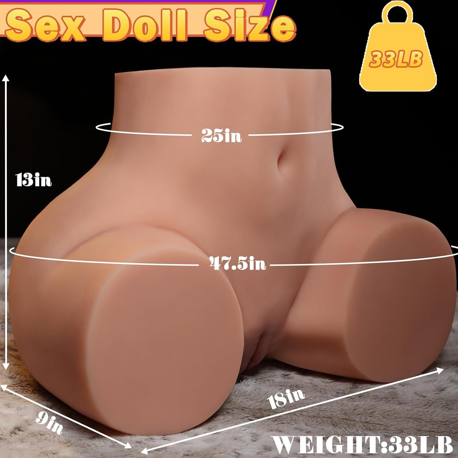33LB Life Size Sex Doll Big Ass Male Masturbator Fake Pussy, Soft Female Sex Doll Big Butt Realistic Pussy Ass Male Stroker with 2 Hole Deeper Vagina & Tight Anal, Male Sex Toy for Men Masturbation - Image 5