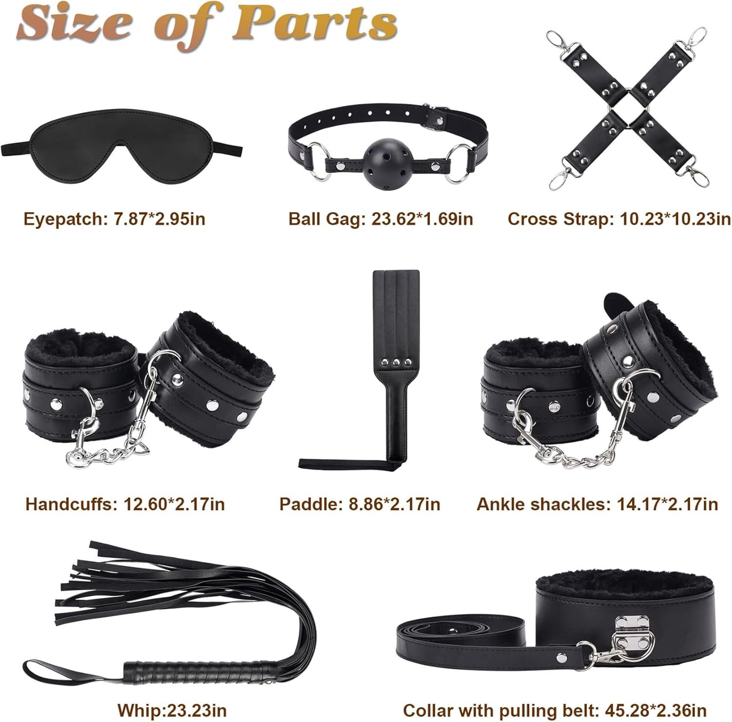 BDSM Kit Sex Bondage Restraints Toys: Upgrade 11PCS Sets with Adjustable Handcuffs Collar Ankle Cuff Blindfold Feather Tickler Adult Games Sex Toys for Men Women and Couples Foreplay Black - Image 2