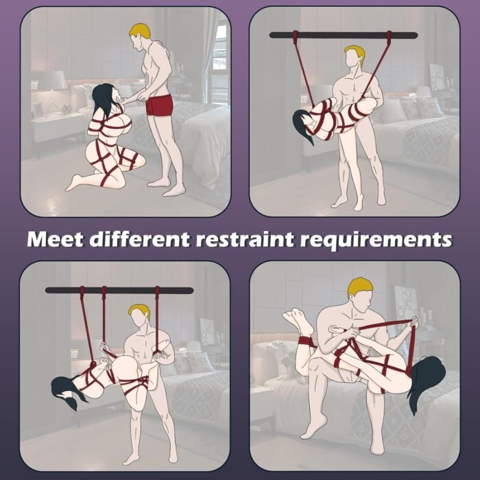 BDSM Couple Intimate Bondage Set - Soft and Multifunctional Sex Rope - Bedroom Adult Bondage Toy - Perfect for Bondage Beginners (4x8ft Black+2x16ft red+32ft Purple) - Image 3