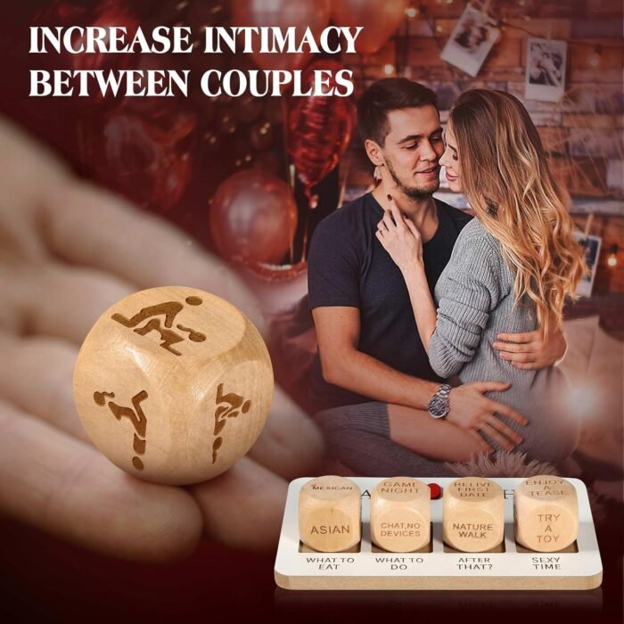 Date Night Dice Couples Gift Ideas, Valentines Day Gifts for Him, Funny Dice Games for Boyfriend, Gilfriend, Husband, Wife, Men, Romantic Wooden Decision Dice for Her - Image 7