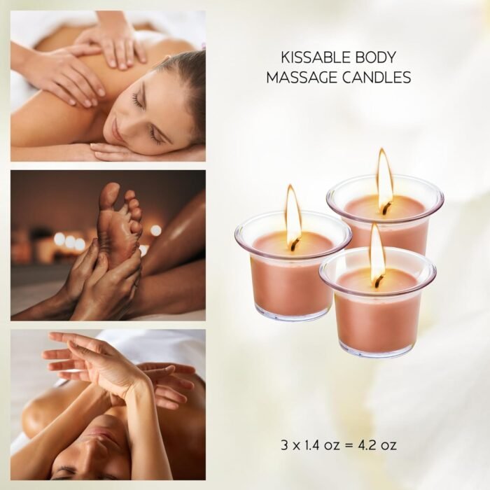 HOT Flowers Chocolate Body Massage Candle - Kissable with Pheromones - Coconut Oil Cocoa Butter Beeswax Made - Low Heat Temp, Skin Safe Moisturize - 40g (1) - Image 4