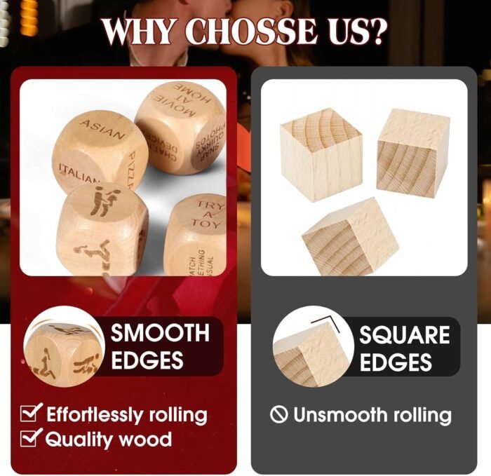 Date Night Dice Couples Gift Ideas, Valentines Day Gifts for Him, Funny Dice Games for Boyfriend, Gilfriend, Husband, Wife, Men, Romantic Wooden Decision Dice for Her - Image 6