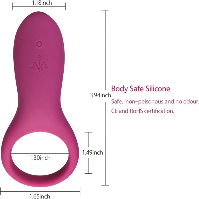 IMO Full Silicone Vibrating Cock Ring - Waterproof Rechargeable Penis Ring Vibrator - Sex Toy for Male or Couples (Wine Red) - Image 3