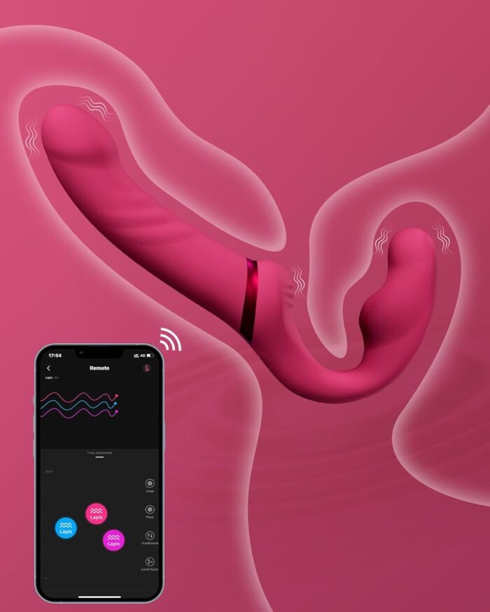 LOVENSE Lapis Strapless Strap on Dildos Double-Ended G Spot Vibrator with Flexible Bulb Vibrating Butt Plug Adult Toy & Game Remote Control Clitoral Stimulator Sex Toys for Women Lesbian Couple - Image 5