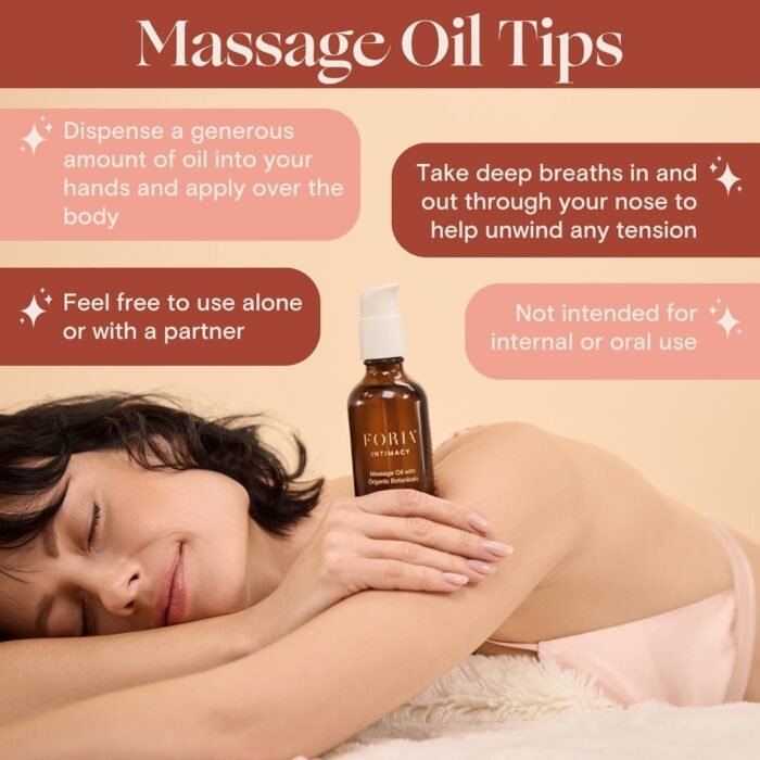 Foria Massage Oil | Organic, All-Natural Massage Oil with Jojoba Oil, Sweet Almond Oil, Ylang-Ylang and Vanilla | 3.9 Fl Oz - Image 4