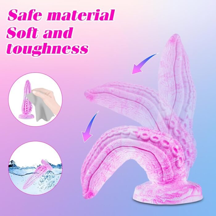 5 Inch Small Tentacle Octopus Dildo Cute Anal Plug with Suction Cup, 6 Inch Realistic Monster Dildo Anal Stretcher for Beginners, Silicone Fantasy Bad Dragon Dildo Sex Toy for Gay Men Women Pink - Image 5