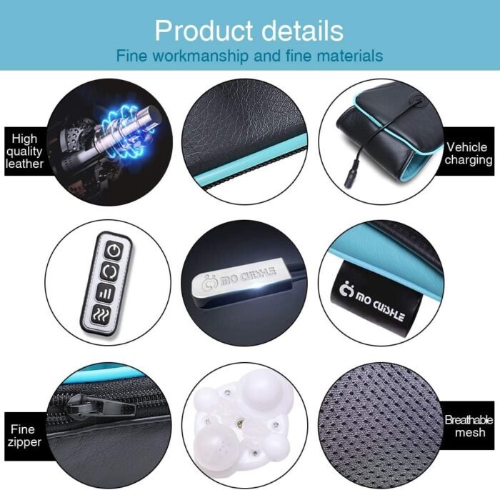 Mo Cuishle Shiatsu Back Shoulder and Neck Massager with Heat, Electric Deep Tissue 4D Kneading Massage, Best Gifts for Women Men Mom Dad, Fathers Day, Mothers Day, Christmas Gifts - Image 9
