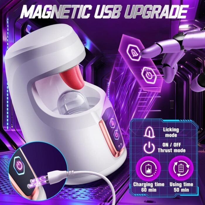 Male Masturbator Sex Toys for Men - Male Sex Toys with 10 Thrusting & 10 Real Tongue Licking Modes Blowjob Sex Machine Stroker for Training Stimulation Increase Endurance, Sex Toys for Men Pleasure - Image 5