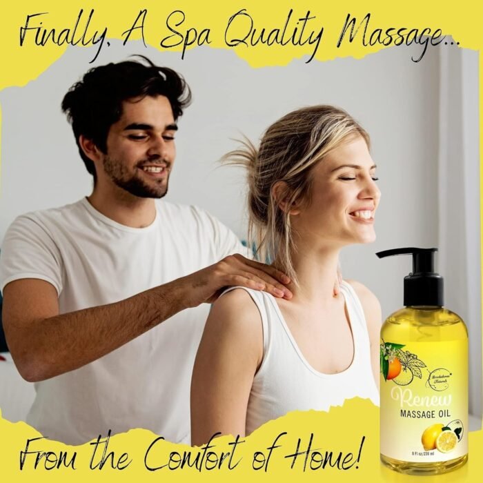 Renew Massage Oil with Orange, Lemon & Peppermint Essential Oils - Great for Massage Therapy or Home use. Ideal for Full Body – with Almond, Grapeseed & Jojoba – by Brookethorne Naturals - Image 4