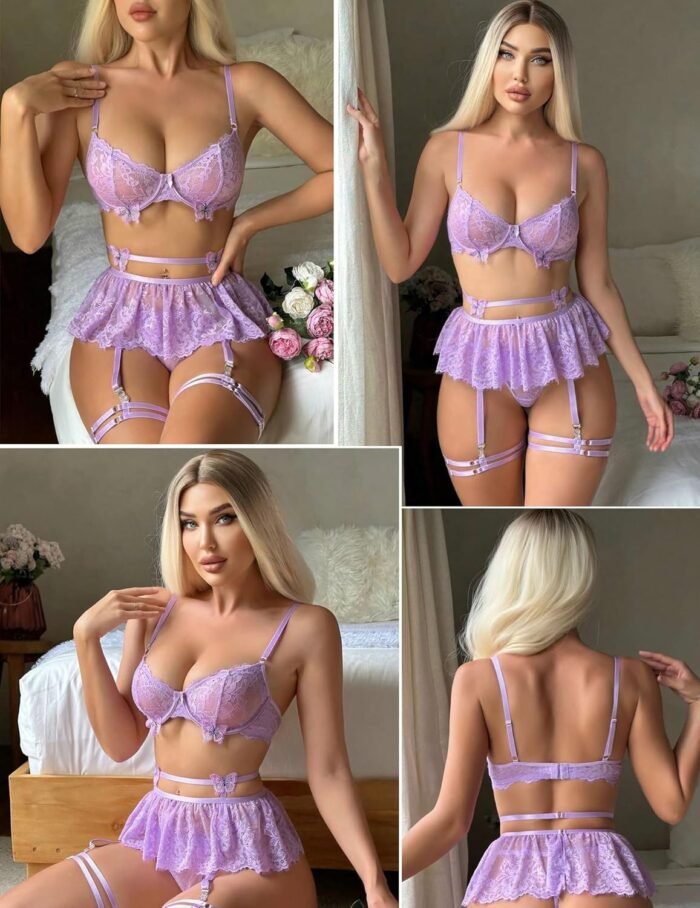 Lace Lingerie Set for Women Garter Bra and Panty Sets Lingerie Skirt - Image 5