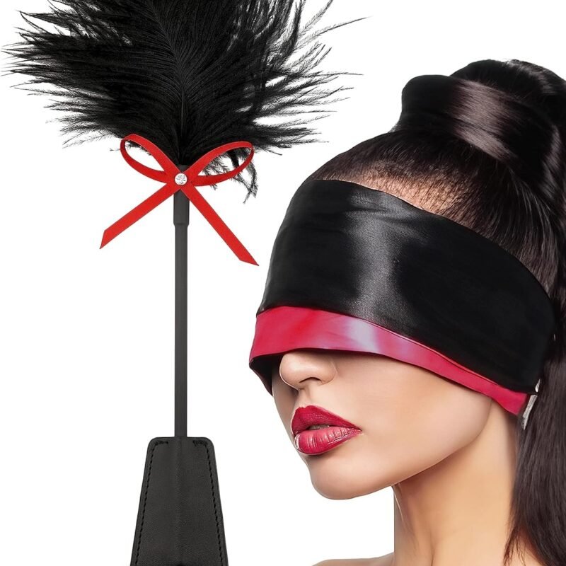 Set Restraints Sex Blindfold Eye Satin Mask Blindfold for Adult Sex Play Kit Sex Feather Tickler for Bondage Sex Play Spanking Tickler Sex Paddles BDSM Whips Ticklers BDSM Mask Sex Bed Adult Set