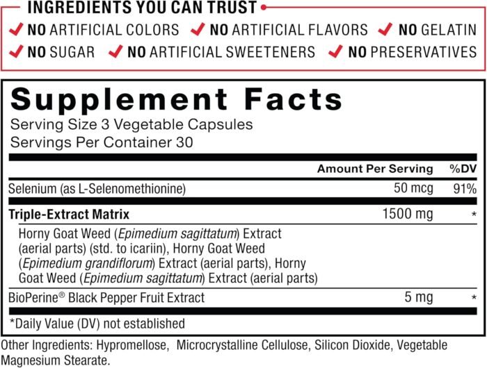 FORCE FACTOR Horny Goat Weed Max, Horny Goat Weed for Men and Women to Maximize Performance and Drive, Triple-Extract HGW Horny Goat Weed Herbal Supplement, 1500mg, 90 Capsules - Image 4