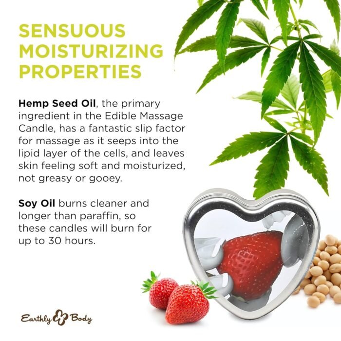Earthly Body Edible Massage Candle - 4 oz - 3-in-1 Formula Can Be Used as a Candle, Oil & Moisturizer - Smooths & Nourishes Skin - Vegan, Cruelty Free - Image 2