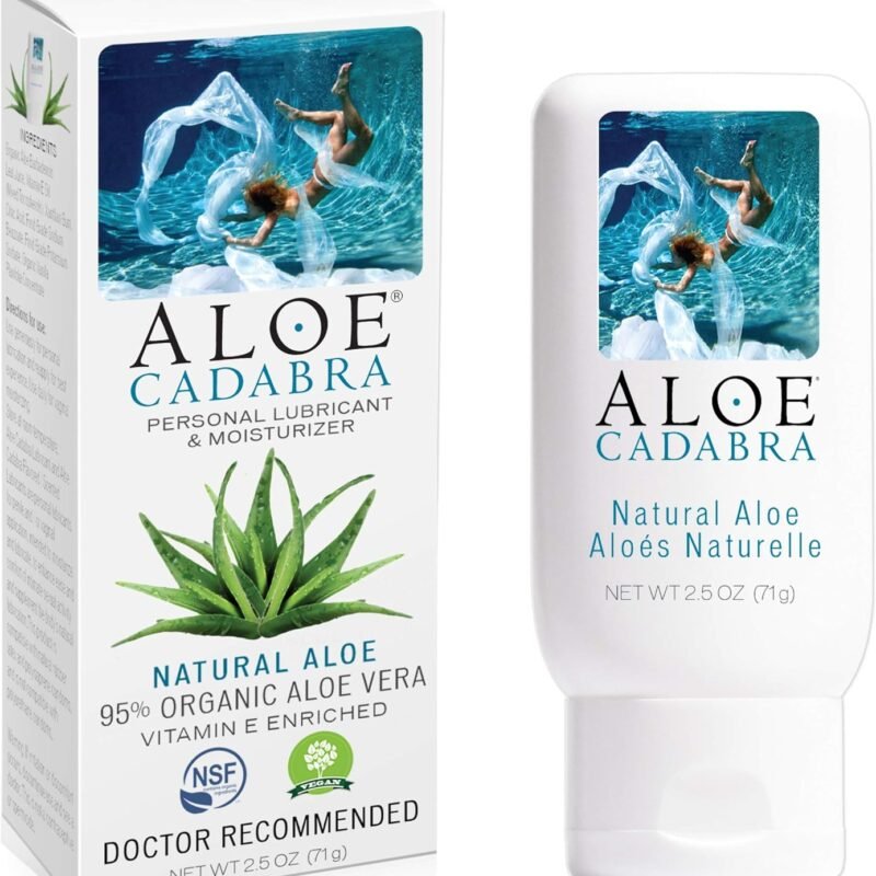 Aloe Cadabra Natural Water Based Personal Lubricant and Vaginal Moisturizer, Organic Aloe Lube for Men, Women and Couples, Non-Staining, pH Balanced (Unscented 2.5 Ounces, 1 Pack)