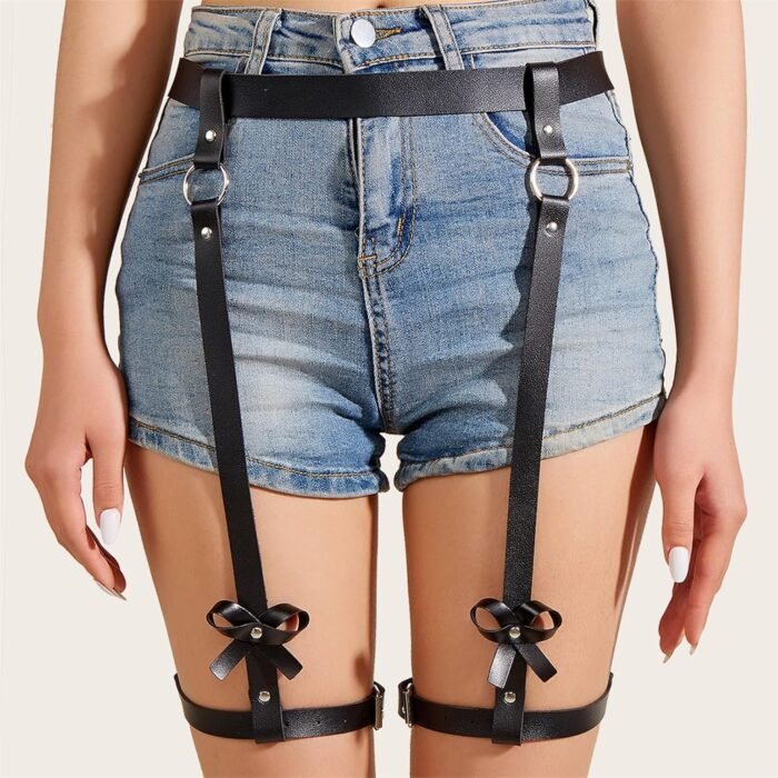 Women Harness Fashion Leather Garter Belt, Sexy Punk Suspender Belt Set BDSM Erotic Clothing Slutty Sex Outfits Restraints, Sex Clothes for Women Naughty, SM Sex Toys for Couples Flirt Fetish - Image 3