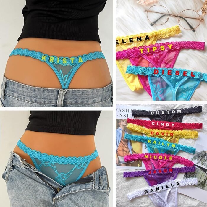 Personalized Valentines Day Gifts for Him Her Embroidery Custom Thongs with Names Custom Valentines Gifts for Her - Image 6