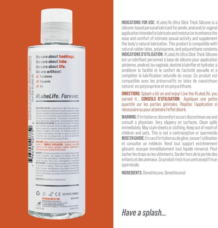 #LubeLife Ultra Thick Slick Silicone-Based Lubricant, Water Resistant, Thick Silicone Lube for Men, Women and Couples, 8 Fl Oz - Image 2