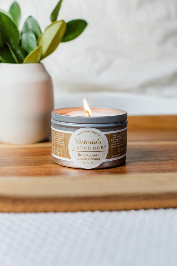 Vanilla Lavender Massage Oil Candle Wax — Aromatherapy Candle That Turns Into Massage Oil, Candle Massage Wax for Relaxation, Travel Size Massage Oil Body Candle by Victoria's Lavender - (8 Oz) - Image 3