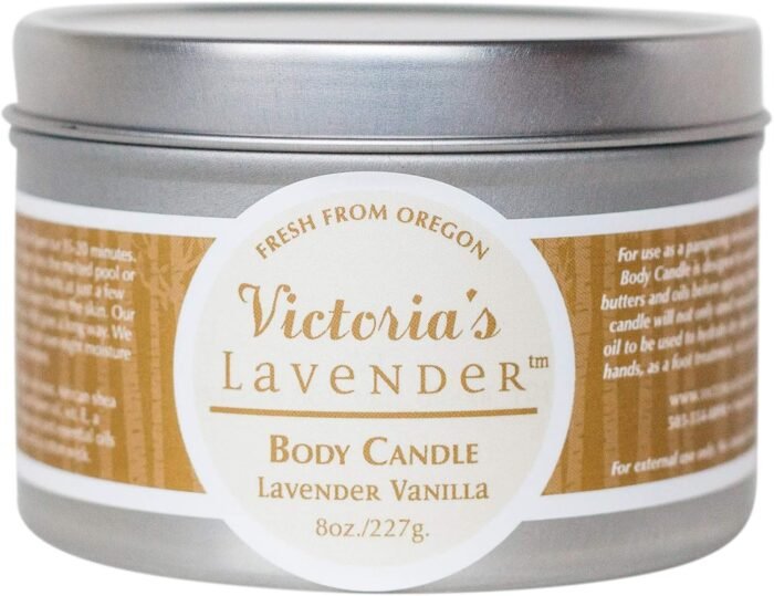 Vanilla Lavender Massage Oil Candle Wax — Aromatherapy Candle That Turns Into Massage Oil, Candle Massage Wax for Relaxation, Travel Size Massage Oil Body Candle by Victoria's Lavender - (8 Oz)