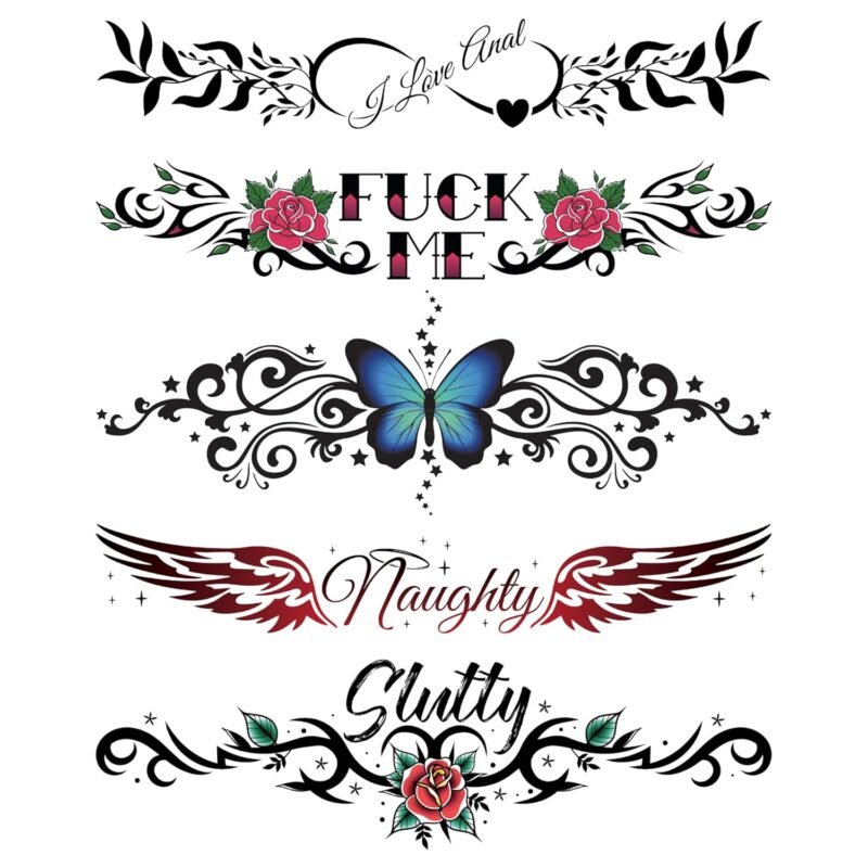 5 Large Sexy Naughty Temporary Tattoos for Women Ladies - Adult Fun for Lower Back Legs Arms Stomach