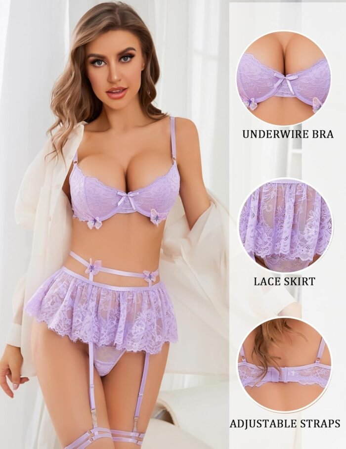 Lace Lingerie Set for Women Garter Bra and Panty Sets Lingerie Skirt - Image 2