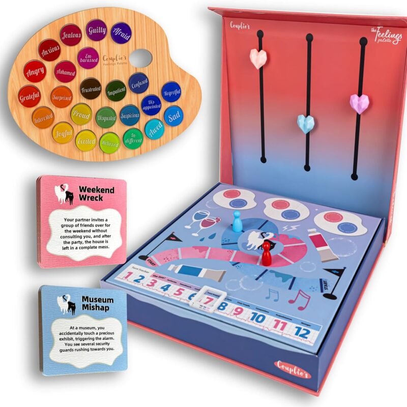 Feelings Palette – Couple Games for Date Night Ideas - Intimacy Relationship - Conversation Starters and Deep Connection Board Game - Question Card Games for 2 Players, Romantic Couple Gifts