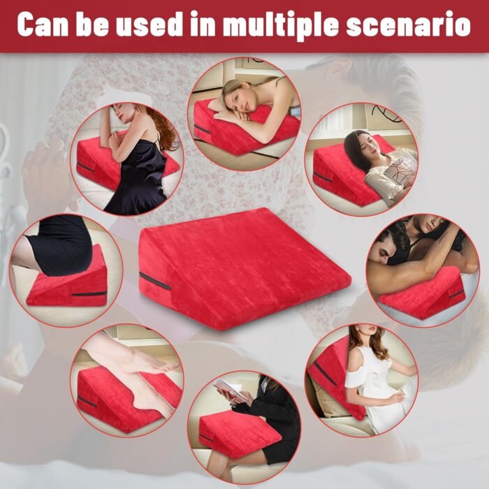 Sex Pillow Wedge Position Pillow Sex Furniture Foam Sex Cushion and Dice Sex Games for Adult Couples (Red) - Image 4