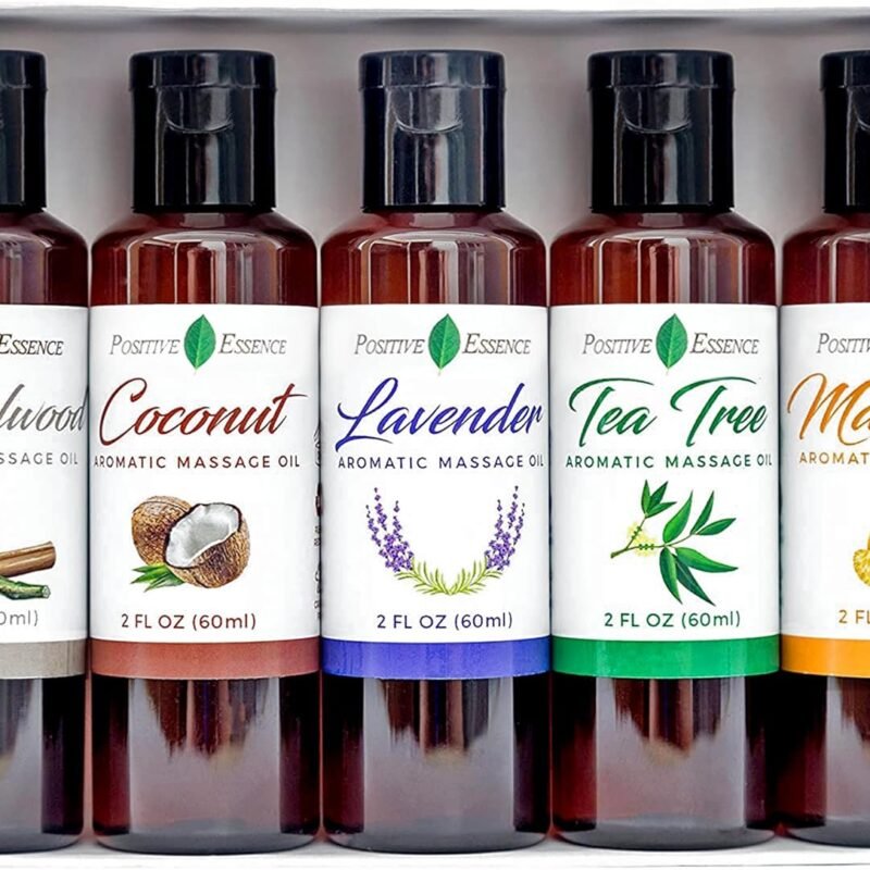 Massage Oil for Massage Therapy – Relaxing Massage Oil Kit, Pure Essential Oils for Skin Care, Jojoba, Sweet Almond, Vitamin E – Body Oil Massage Set