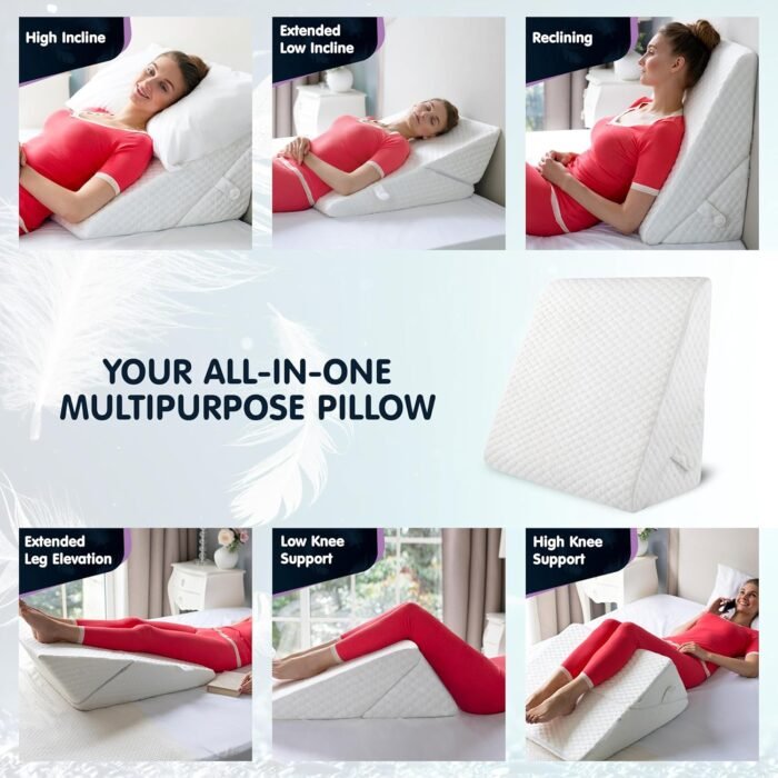 Adjustable Bed Wedge Pillow for Sleeping - Wedge Pillow for Sleep Apnea, Gerd, Acid Reflux Relief, Post Surgery - Foam Wedge Pillow for Back Pain Relief, Sleep Apnea Pillow Wedge or for Seniors - Image 3