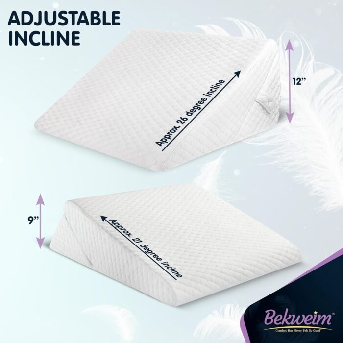 Adjustable Bed Wedge Pillow for Sleeping - Wedge Pillow for Sleep Apnea, Gerd, Acid Reflux Relief, Post Surgery - Foam Wedge Pillow for Back Pain Relief, Sleep Apnea Pillow Wedge or for Seniors - Image 5
