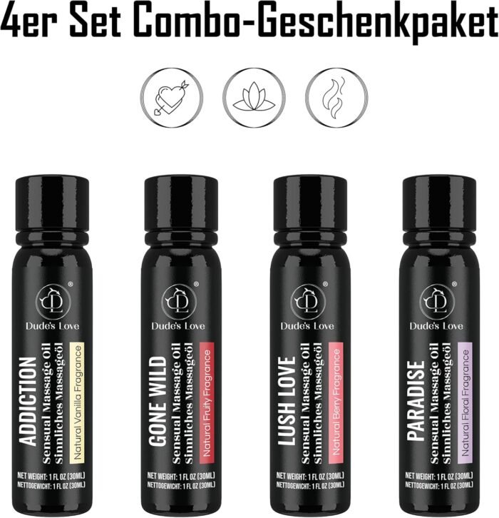 Organic-Edible Full Body Massage Oil- Pack of 4-Travel Size, Gift Box Set, No Stain & Non-Sticky, Fractionated Coconut Oil,1.01 Fl Oz Each-4.05 Fl Oz/4pc - Image 8