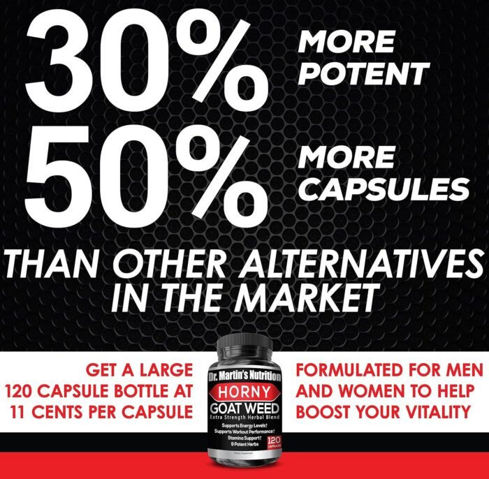 Super Strength 1590mg Horny Goat Weed 120 Capsules With Maca Arginine & Ginseng - Naturally Boost your Health, Workout Performance, Endurance & Energy, Joint Health For Men & Women (120C) - Image 9