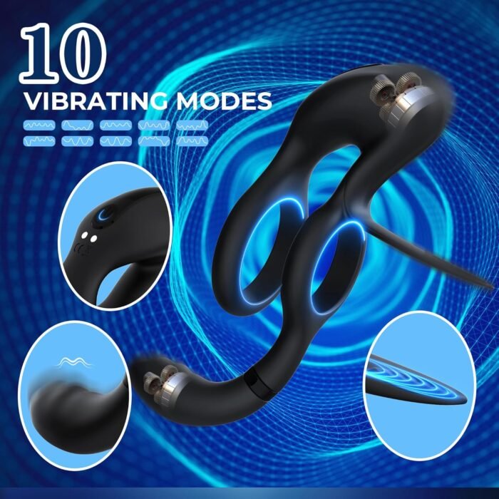 Vibrating Cock Ring Couples Vibrators: 3 in 1 Penis Ring Vibrator Sex Toys with Clitoral Stimulator, 10 Vibration Modes Penis Sleeve Medical Silicone Waterproof Sex Toys for Adult Couples - Image 3