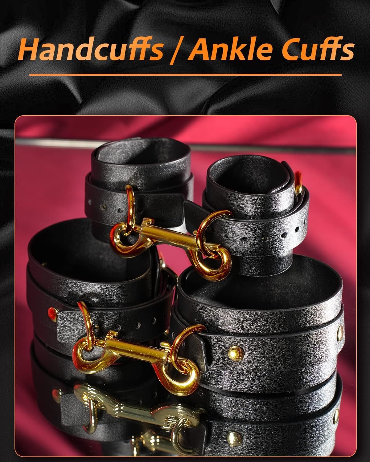 BDSM Sex Bondage Kit: Bondage Restraints 6Pcs Sex Toys Set for Sex, Sexual Handcuffs Ankle Bracelets an Blindfolds BDSM Adult Leather Restraint Set, Bondage Adult Kits BDSM Toys for Couple Sex - Image 2