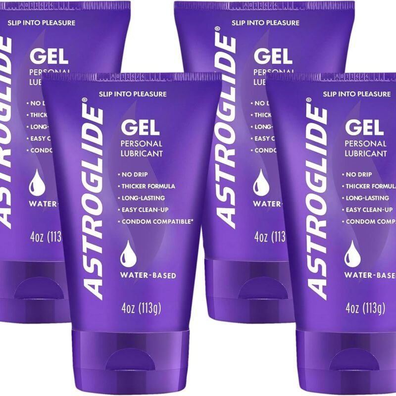Astroglide Gel, Water-Based Lubricant Sex Gel for Couples, Men and Women (4 oz.) | Stay-Put Personal Lubricant | Long-Lasting Sex Lube | Condom Compatible | Made in The USA (Pack of 4)