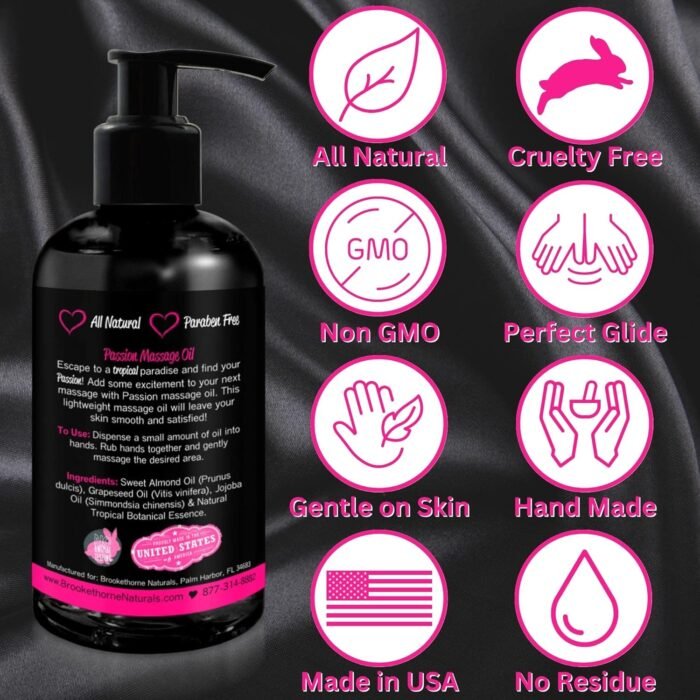 Passion Massage Oil for Date Night | Set of 2 Massaging Oils Lemon Crème & Tropical Paradise | All Natural with Almond & Jojoba | for Women & Men | Perfect for Full Body Relaxation & Aromatherapy - Image 5