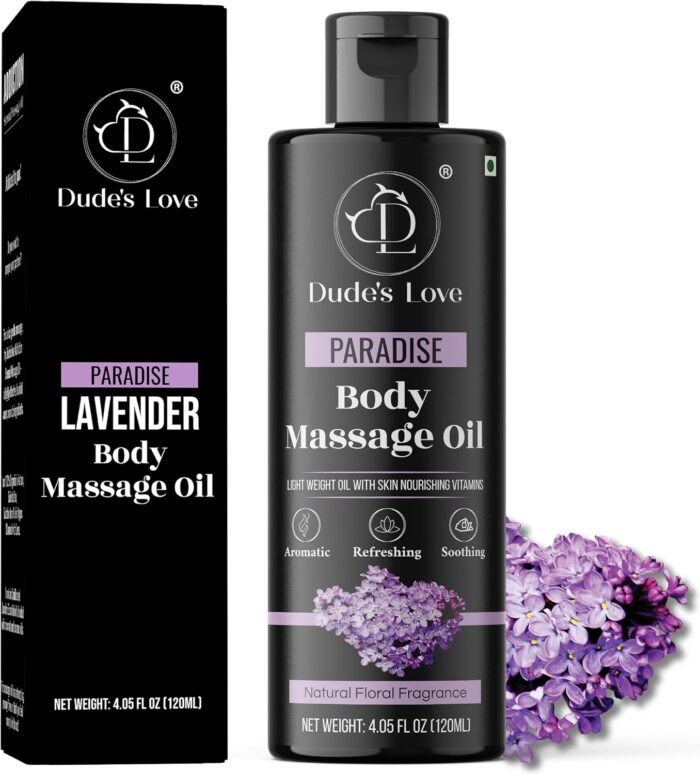 Organic - Lavender Floral Edible Full Body Massage Oil - Relaxing, Calming | No Stain & Non-Sticky |with Fractionated Coconut Oil, Orange Blossom & Lavender Oil - 4.05 Fl Oz