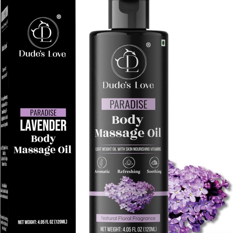 Organic - Lavender Floral Edible Full Body Massage Oil - Relaxing, Calming | No Stain & Non-Sticky |with Fractionated Coconut Oil, Orange Blossom & Lavender Oil - 4.05 Fl Oz