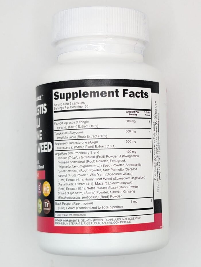 Clean Nutraceuticals Fadogia Agrestis Tongkat Ali Turkesterone Supplement with Horny Goat Weed, Saw Palmetto, Maca Root, Siberian Ginseng, Tribulus Terrestris, Fenugreek, Wild Yam - 60 Count - Image 3
