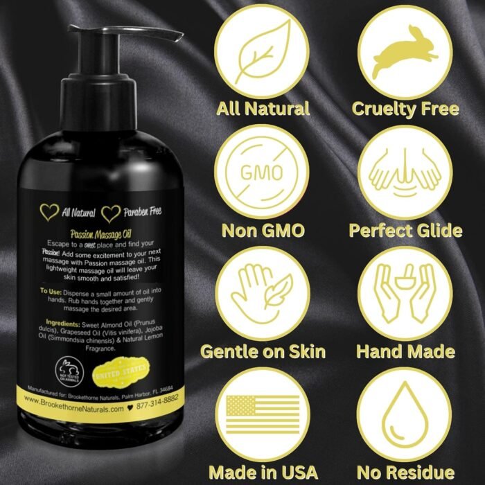 Passion Massage Oil for Date Night | Set of 2 Massaging Oils Lemon Crème & Tropical Paradise | All Natural with Almond & Jojoba | for Women & Men | Perfect for Full Body Relaxation & Aromatherapy - Image 6
