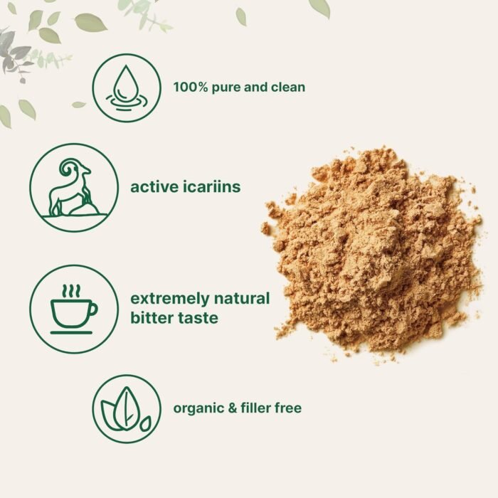 Maximum Strength Organic Pure Horny Goat Weed with Active Icariins for Men and Women, 100 Grams, Organic Epimedium Powder for Energy and Immune System Booster, Filler Free and Vegan Friendly - Image 4