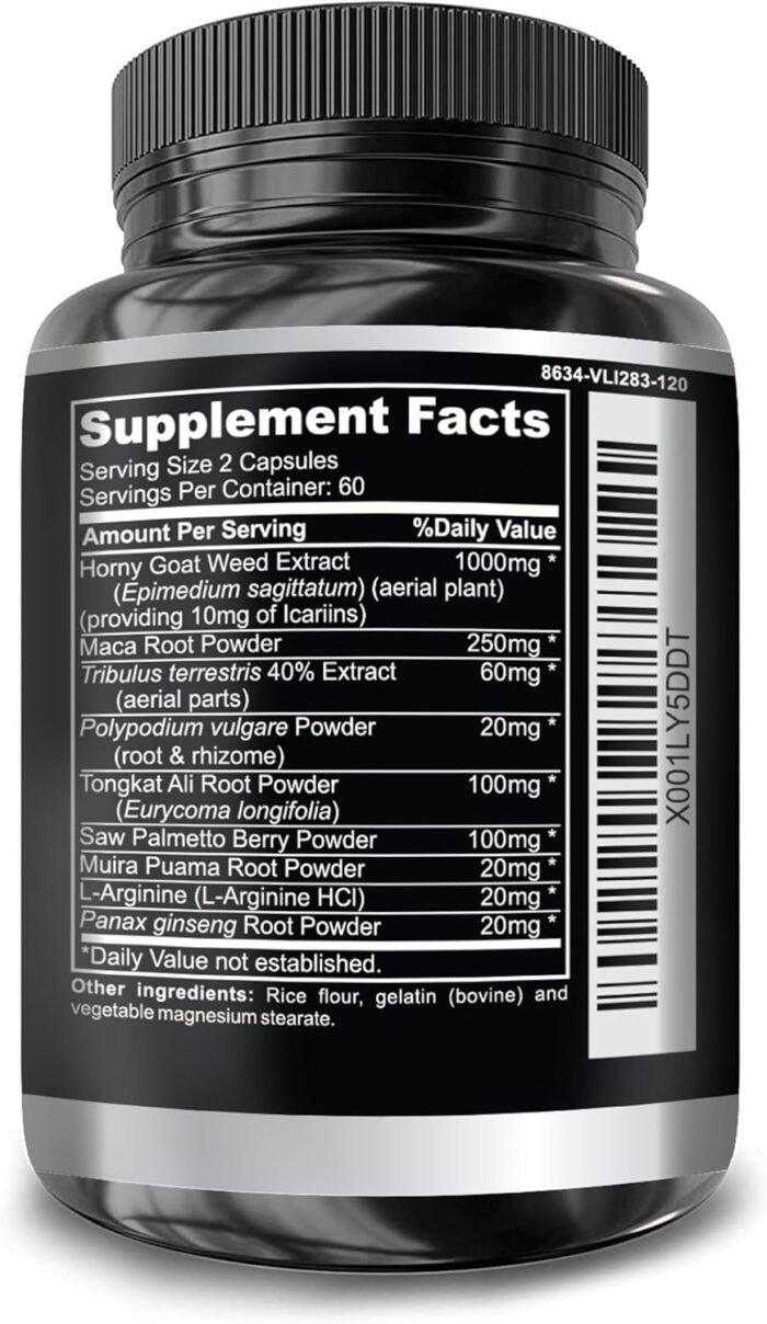 Super Strength 1590mg Horny Goat Weed 120 Capsules With Maca Arginine & Ginseng - Naturally Boost your Health, Workout Performance, Endurance & Energy, Joint Health For Men & Women (120C) - Image 3