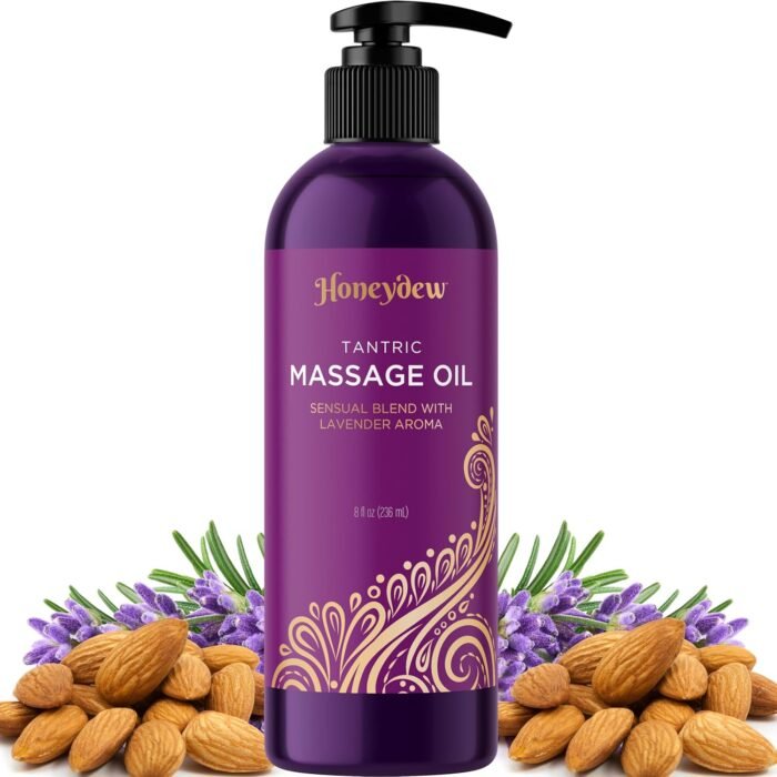Lavender Massage Oil for Couples Relaxation - Non Greasy Non Staining Irresistibly Silky Full Body Massage Oil for Massage Therapy with Lavender Essential Oil - Therapeutic Grade Non GMO and Vegan