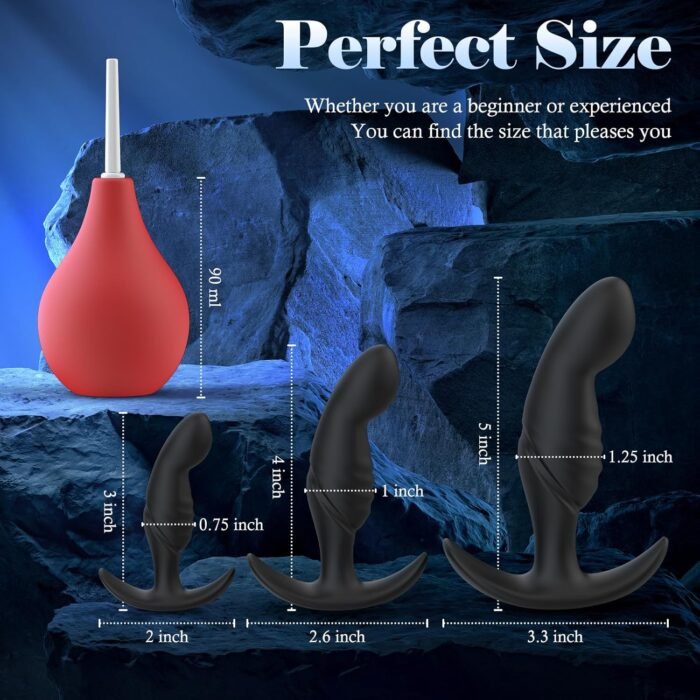 4PCS Anal Plug Adult Sex Toys, Silicone Butt Plug Set for Beginners, Advanced Users, Anal Dildo Training Kit Sex Toys for Man, Women and Couple with Flared Base Prostate Toys - Image 6