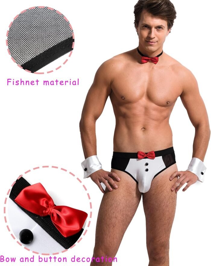 Mens Butler Lingerie Underwear Tuxedo Waiter Server Brief Costume Outfit - Image 4