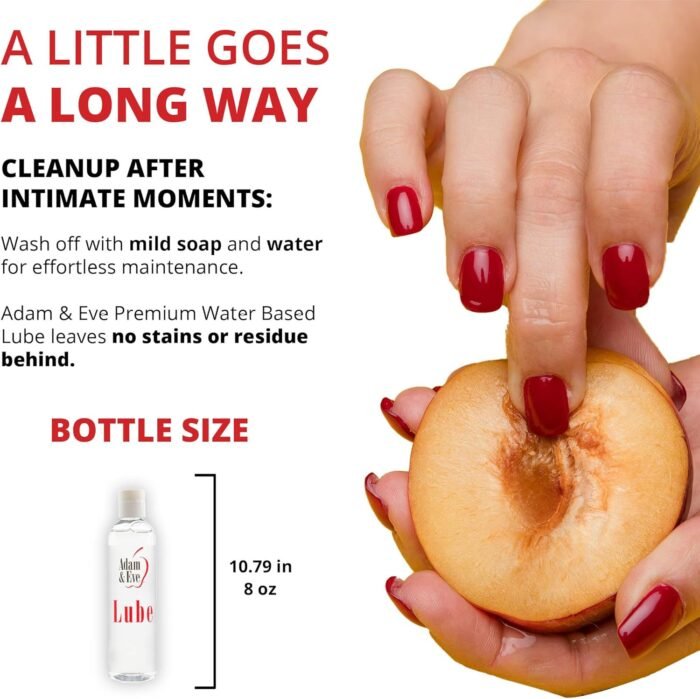 Adam and Eve Premium Water Based Lube, Personal Lubricant, Women, Men, Couples & Toys, Thick Non Sticky, Non Staining, Long Lasting Sex, Anal & Masturbation Cum Lube, Valentine’s Gift, 8 oz, Clear Gel - Image 5