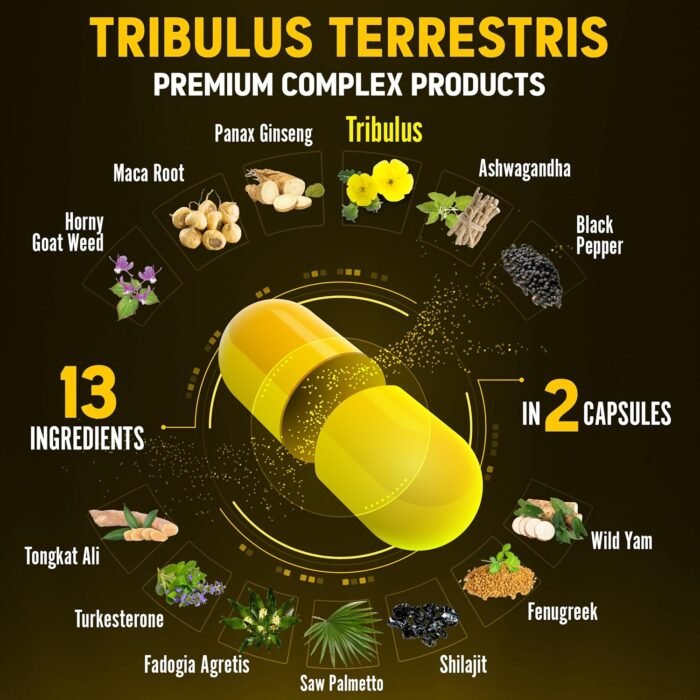 Zolotus 13in1 Tribulus Terrestris Capsules with Maca, Horny Goat Weed, Panax Ginseng, Saw Palmetto, Tongkat Ali, Shilajit & More - Energy, Stamina Supplement for Men & Women - 120 Counts - Image 5
