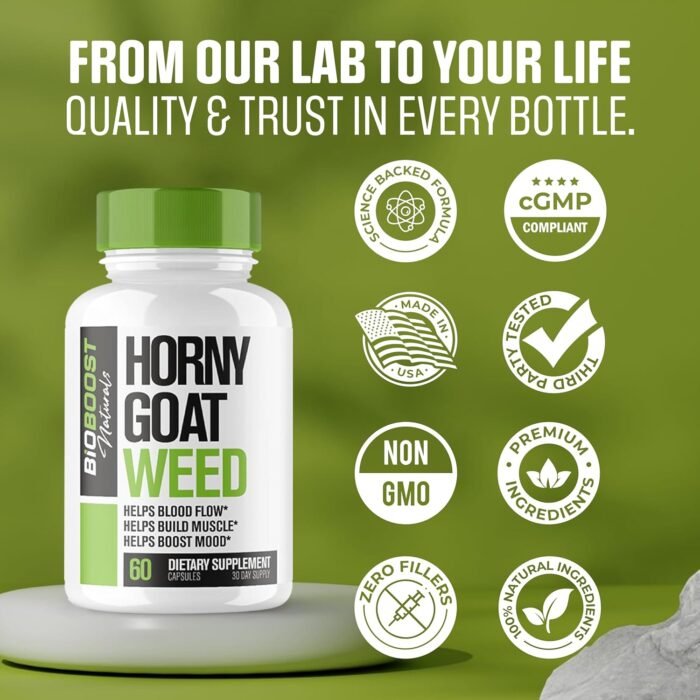 BioBoost | 9 in 1 Horny Goat Weed Pills for Men Fast Acting | Extreme Blood-Flow, Stamina, Performance | 9 Research Backed Ingredients for Men's Health - 60 Pills - Image 6