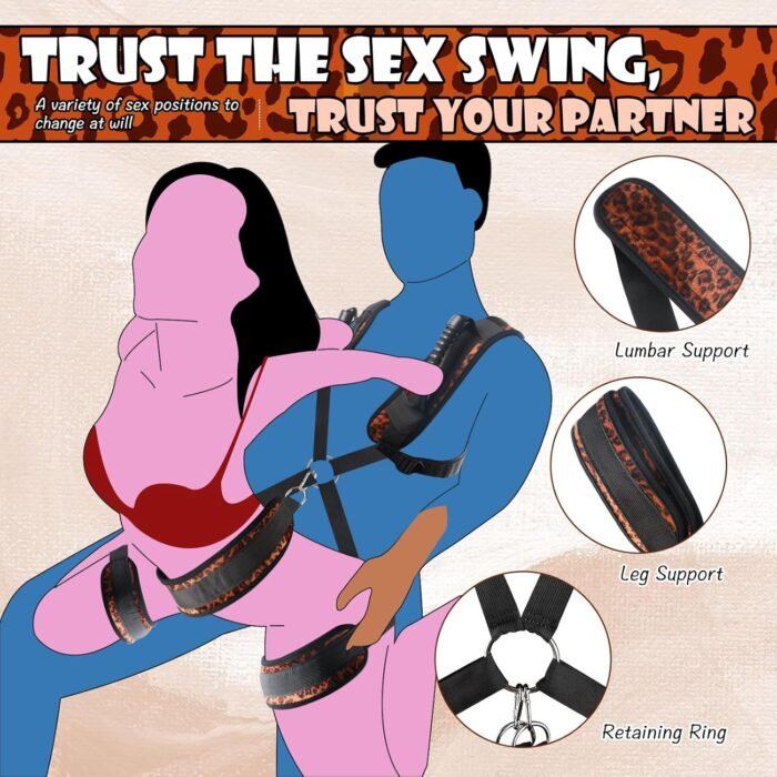 BDSM Sex Bondage Sex Swing with Waist Straps Support,Couples Sex Toys Adjustable Straps Soft Plush Padding Mat,Sex Restraints Love Slings Bondage Gear,Holds up to 300lbs - Image 4
